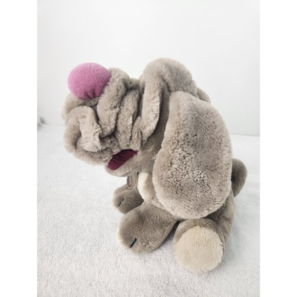 Vintage Wrinkles Dog Plush Stuffed Animal Ganz Bros 1984 80s Beige 354078 - Picture 4 of 11